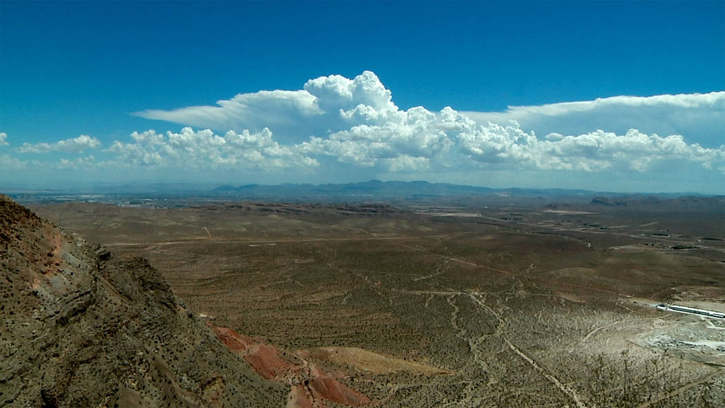 A view of the land where a road would be built to the top of Blue Diamond Hill where a proposed ...