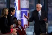 Sen. Bernie Sanders speaks during a Fox News town-hall style event Monday April 15, 2019 in Bet ...