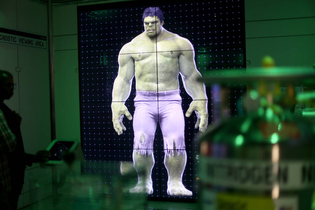 The Incredible Hulk interactive feature at the Avengers S.T.A.T.I.O.N exhibit at Treasure Islan ...