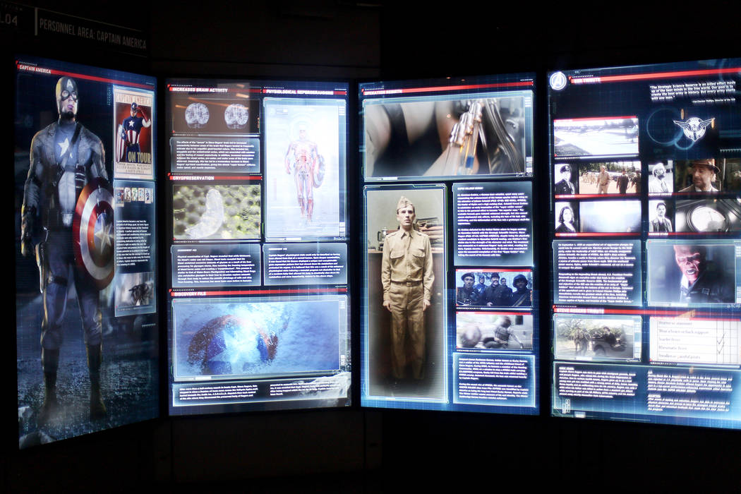 The exhibit on Captain America at the Avengers S.T.A.T.I.O.N interactive exhibit at Treasure Is ...