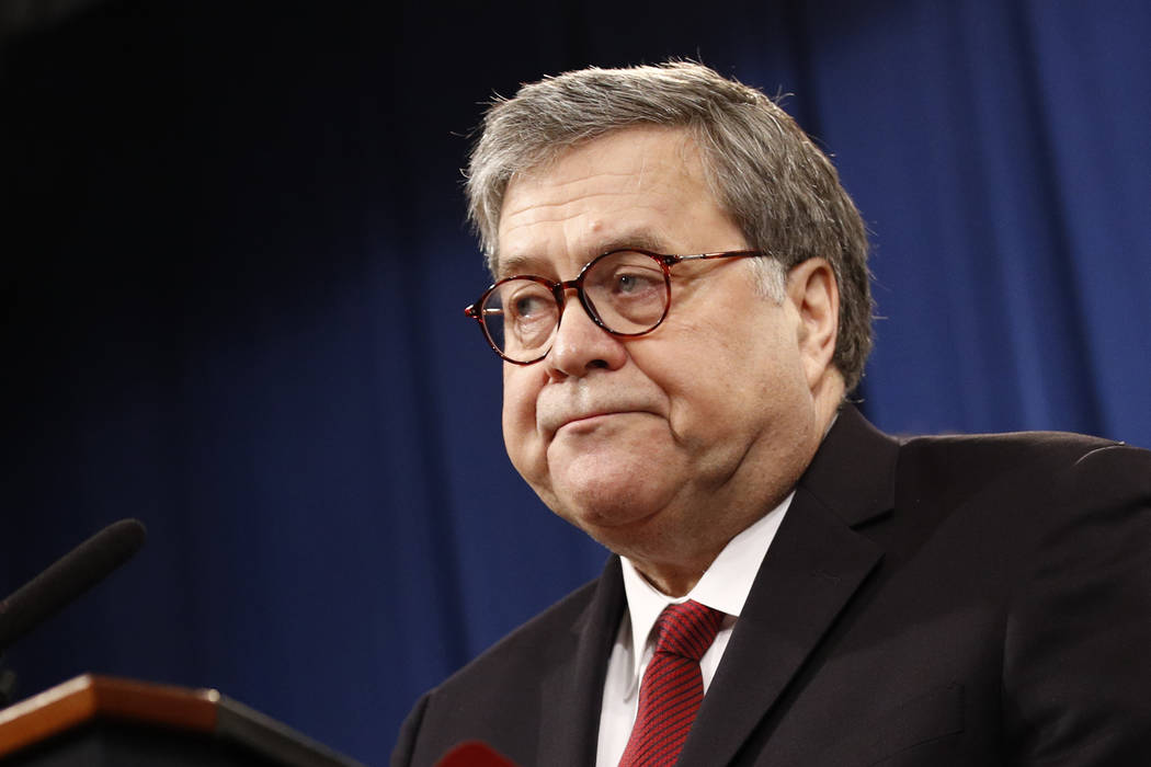 Attorney General William Barr speaks about the release of a redacted version of special counsel ...