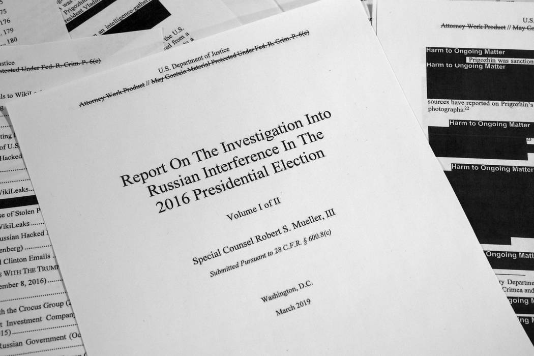 Special counsel Robert Mueller's redacted report on Russian interference in the 2016 presidenti ...