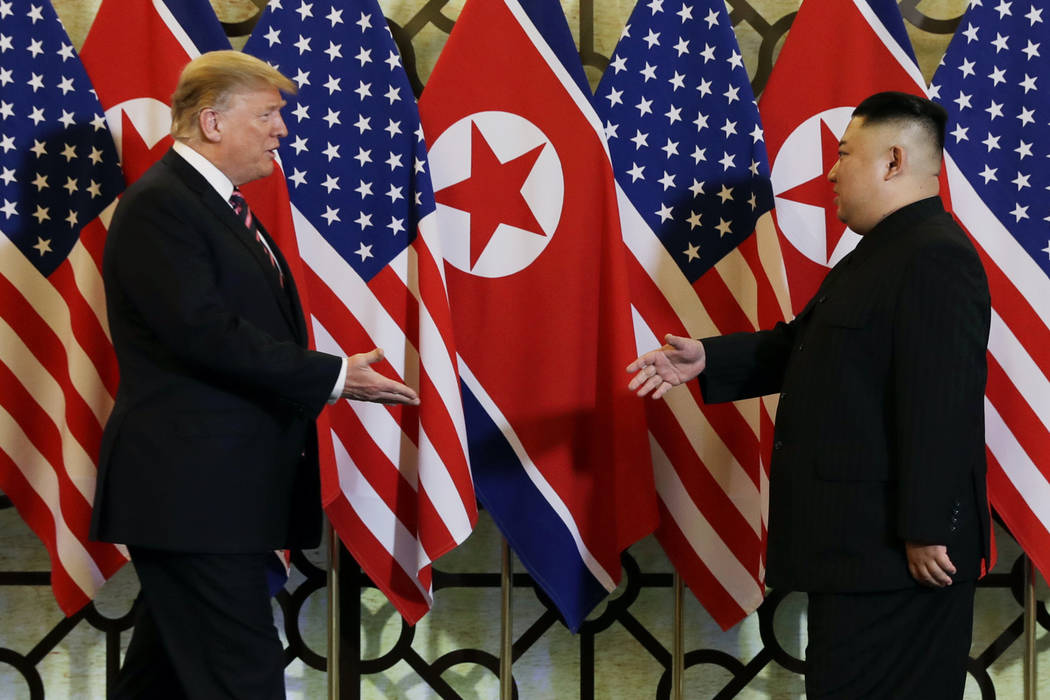 President Donald Trump meets North Korean leader Kim Jong Un Fev. 27, 2019, in Hanoi. North Kor ...
