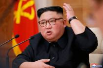 North Korean leader Kim Jong Un addresses the Political Bureau of the Central Committee of the ...