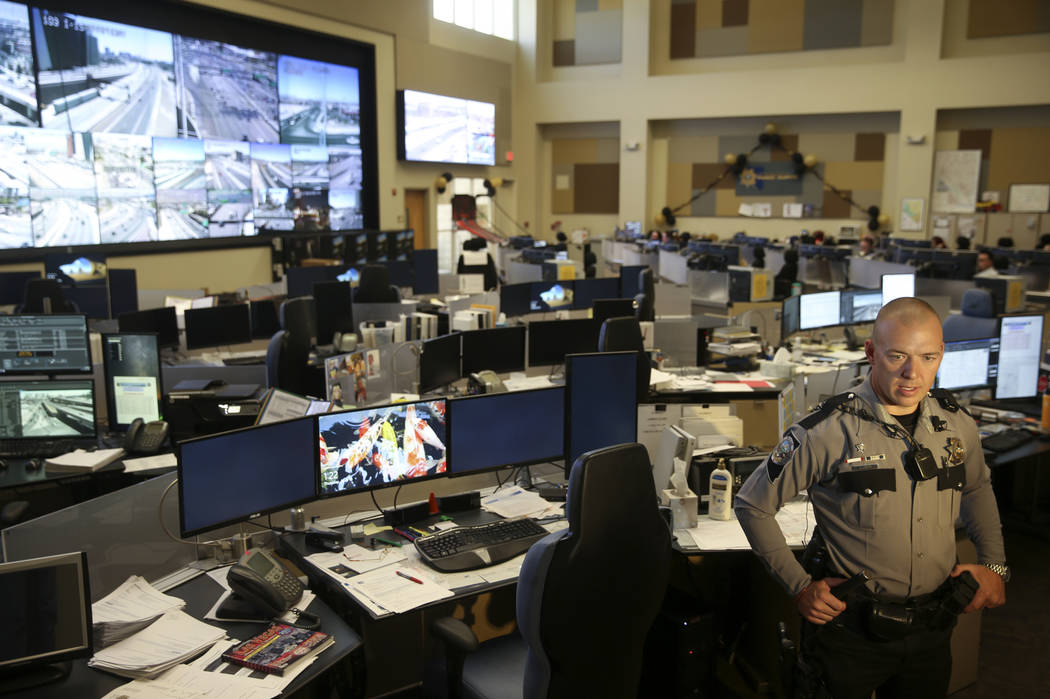 Nevada Highway Patrol trooper Jacob Fisher during a news conference at NHP Southern Command in ...