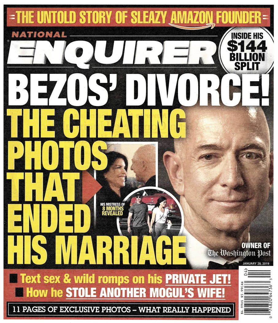 This image shows the front page of the Jan. 28, 2019, edition of the National Enquirer featurin ...