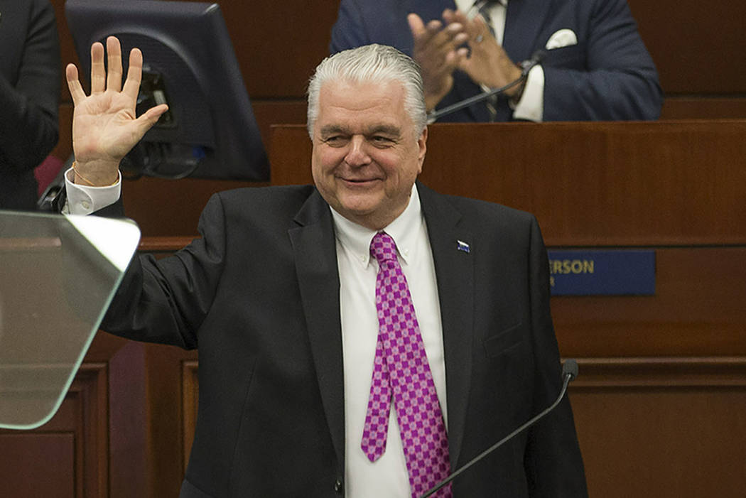 Nevada Governor Steve Sisolak delivers his first State of the State address from the Assembly C ...