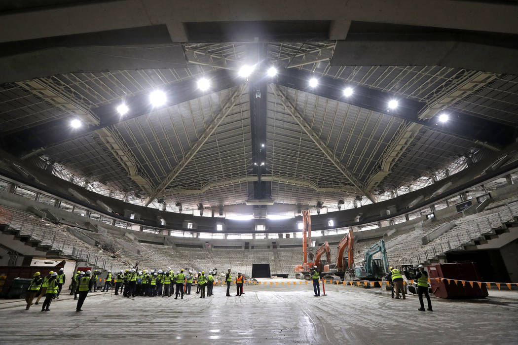 The interior of the existing roof of KeyArena, the only structure that will remain during a maj ...