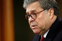 Attorney General William Barr speaks about the release of a redacted version of special counsel ...