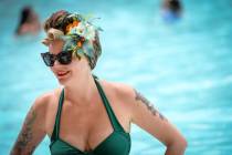 Therese Haverklint from Sweden stands in the pool at The Orleans during the Viva Las Vegas Rock ...