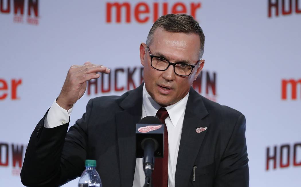 Steve Yzerman answers a question during an NHL hockey news conference where he was introduced a ...
