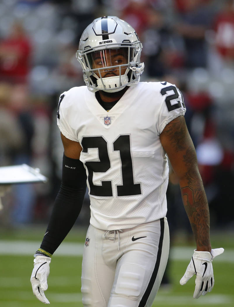 Oakland Raiders cornerback Gareon Conley (21) during an NFL football game against the Arizona C ...