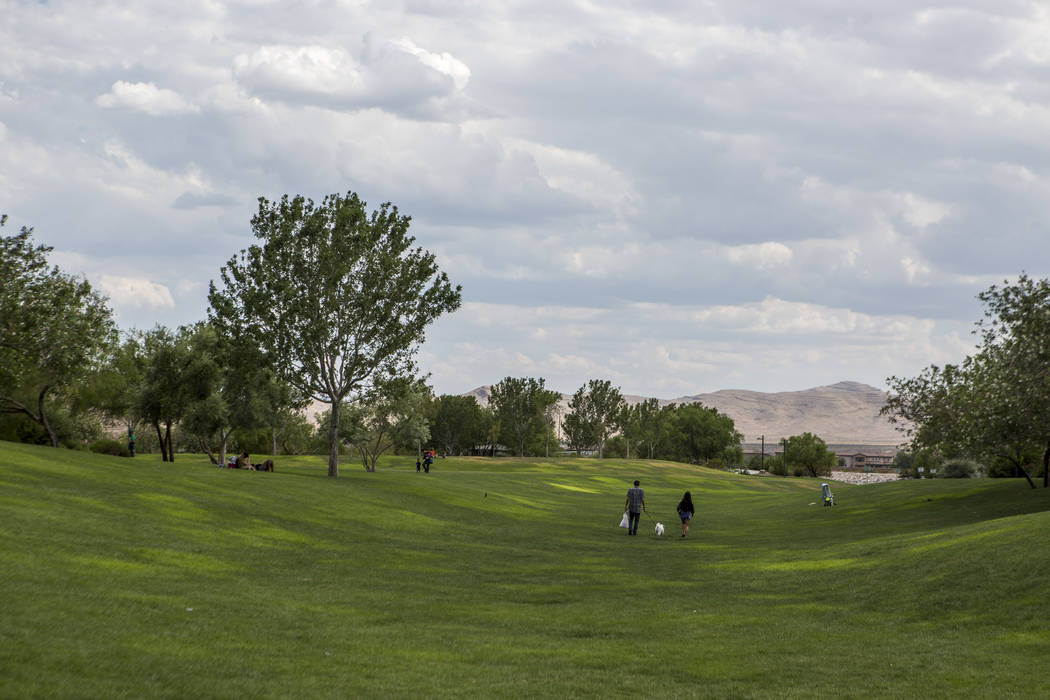 Clouds with a slight chance of showers will be in the Las Vegas Valley on Monday. (Patrick Conn ...