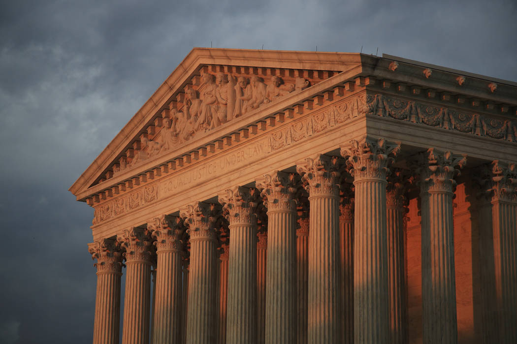 The U.S. Supreme Court is seen at sunset in Washington on Oct. 2, 2018. The Supreme Court will ...
