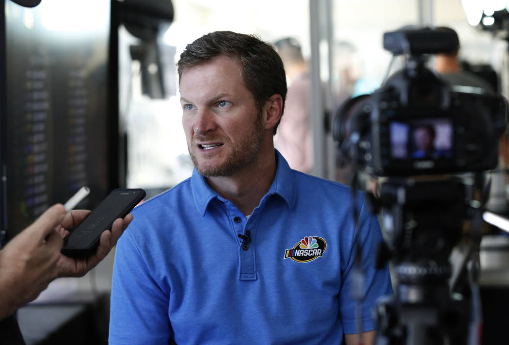 NASCAR driver Dale Earnhardt Jr. speaks during an interview with the Las Vegas Review-Journal a ...