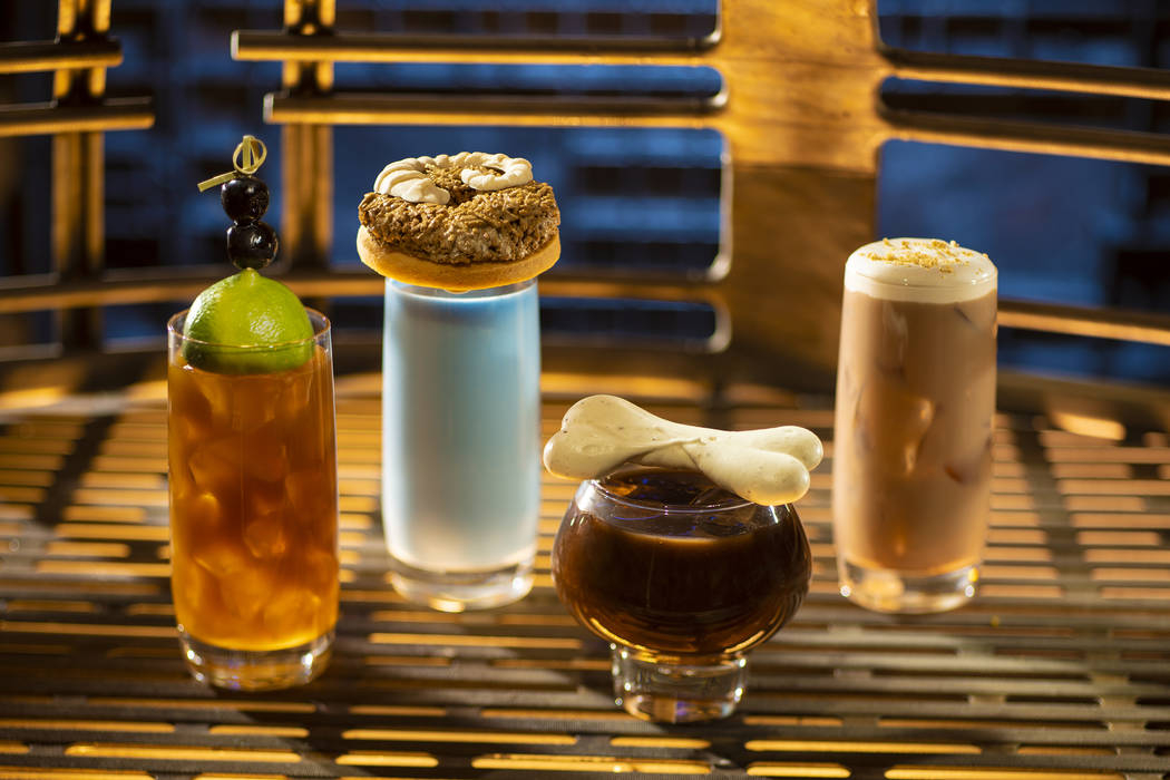 From left to right: Moogan Tea, Blue Bantha, Bloody Rancor (contains alcohol) and the Black Spi ...