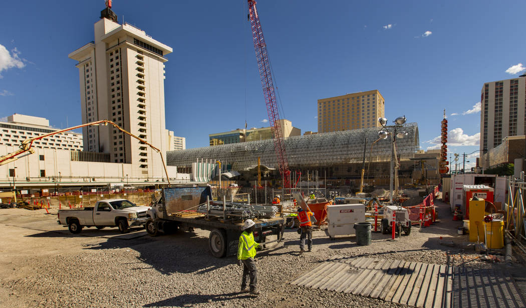 Construction continues at the under-development Circa on Monday, April 22, 2019, in Las Vegas. ...