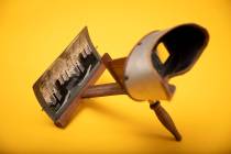 Bryan McCormick's vintage stereographic viewer with an image of the Hoover Dam is on display in ...