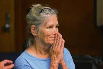 In this Sept. 6, 2017 file photo Leslie Van Houten reacts after hearing she is eligible for par ...
