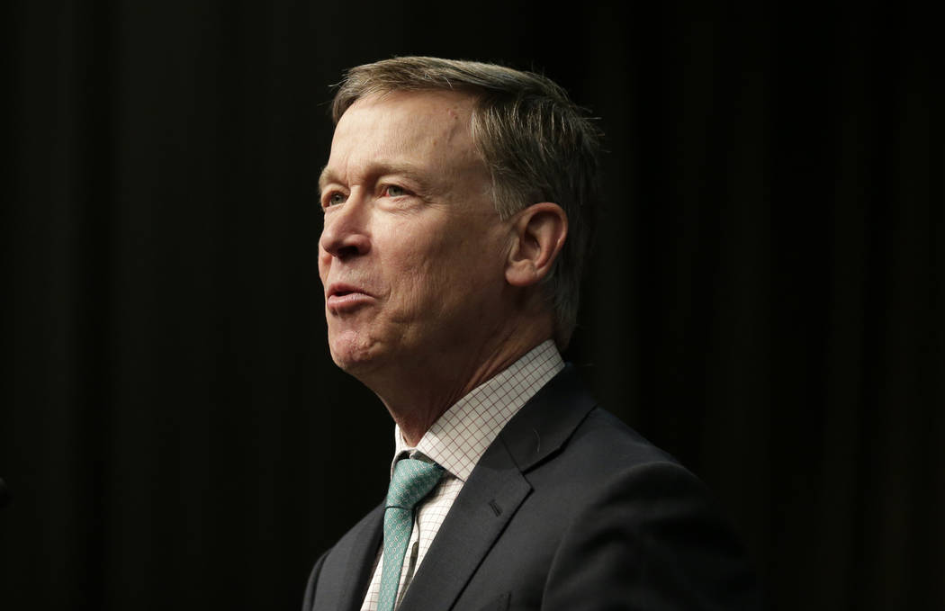 Democratic president candidate, former Colorado Gov. John Hickenlooper, speaks April 5, 2019, d ...