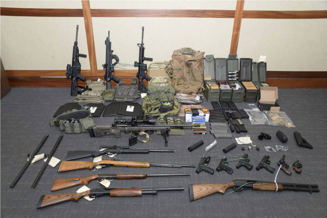 A file image provided by the U.S. District Court in Maryland shows a photo of firearms and ammu ...
