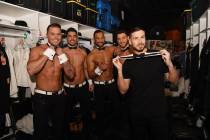 Vinny 'Vinny G" Guadagnino is shown with members of "Chippendales" at the Rio. He is performing ...