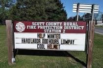 This April 20, 2019 photo provided by the Scott County, Mo., Rural Fire Protection District sho ...
