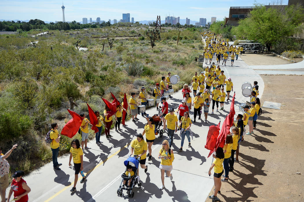 People walk in the Anti-Defamation League Walk Against Hate at the Las Vegas Springs Preserve i ...