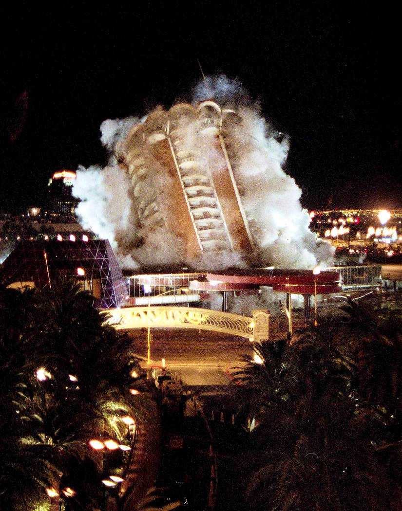 An images taken during the implosion of the Sands Hotel and Casino. (Las Vegas News Bureau)