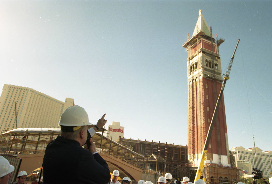 Sheldon Adelson speaks during a tour of The Venetian while the resort is under construction.