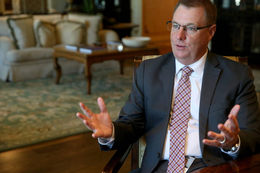 Mike Mackerley, executive director of security operations at The Venetian, talks to a reporter ...