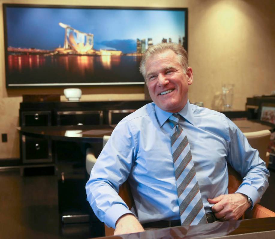 Rob Goldstein, president and chief operating officer of Las Vegas Sands, talks to a reporter in ...