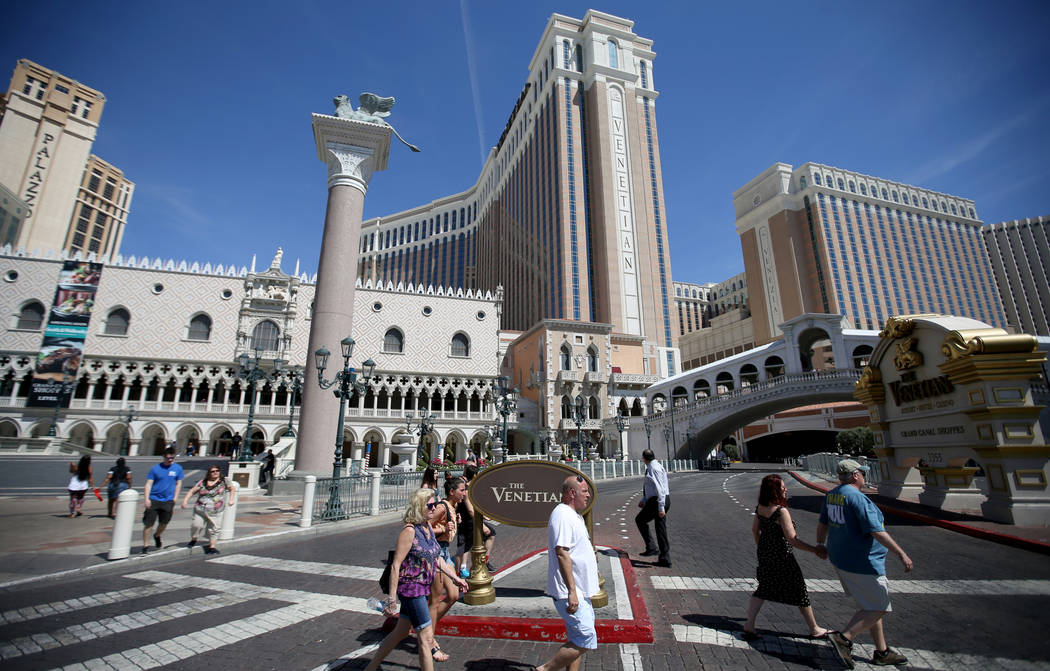 The Venetian on the Strip in Las Vegas Thursday, April 25, 2019. The Venetian, which opened May ...