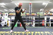 Former two-division world champion Rances Barthelemy works out on Tuesday, April 23, 2019, in L ...