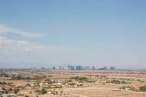 A view of the Las Vegas Strip from Exploration Peak Park. (Las Vegas Review-Journal)