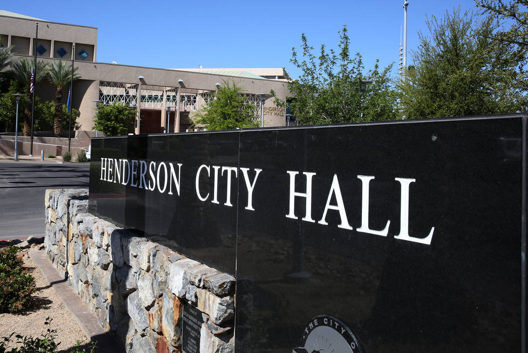 Henderson City Hall in downtown Henderson. (Bizuayehu Tesfaye/Las Vegas Review-Journal @bizutes ...