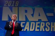 President Donald Trump arrives to speak to the annual meeting of the National Rifle Association ...