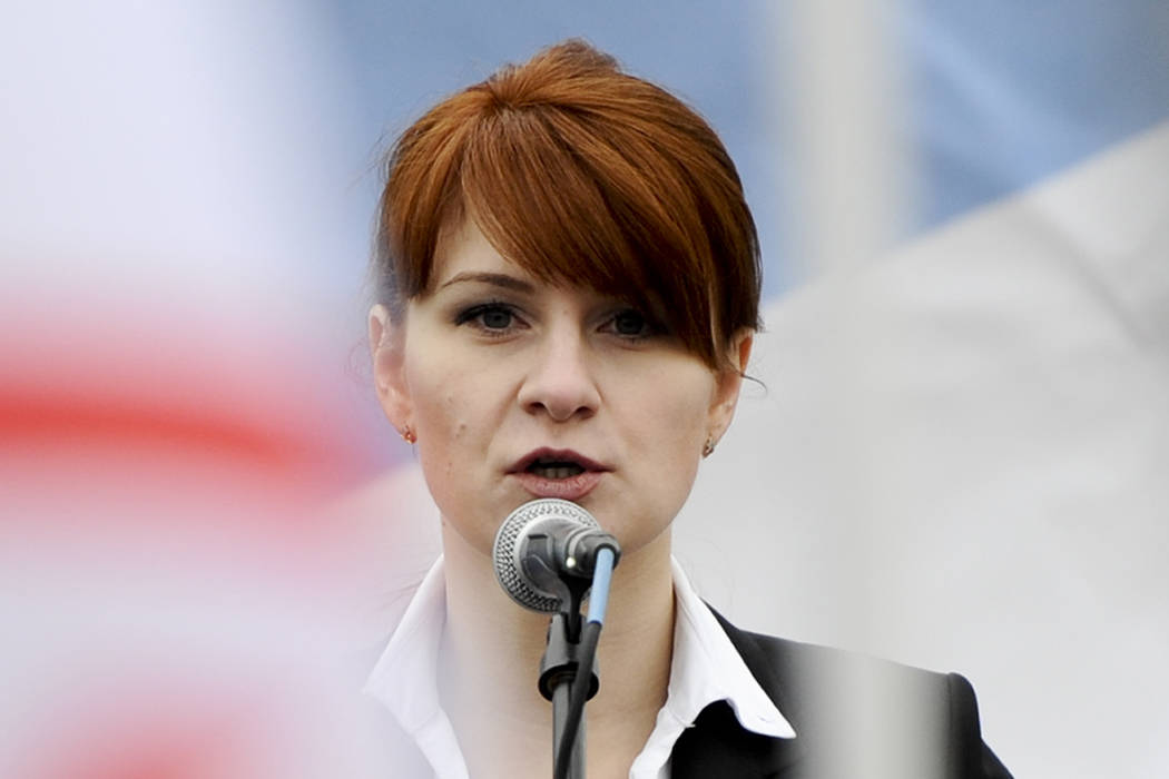 Maria Butina, leader of a pro-gun organization in Russia, speaks April 21, 2013, to a crowd dur ...