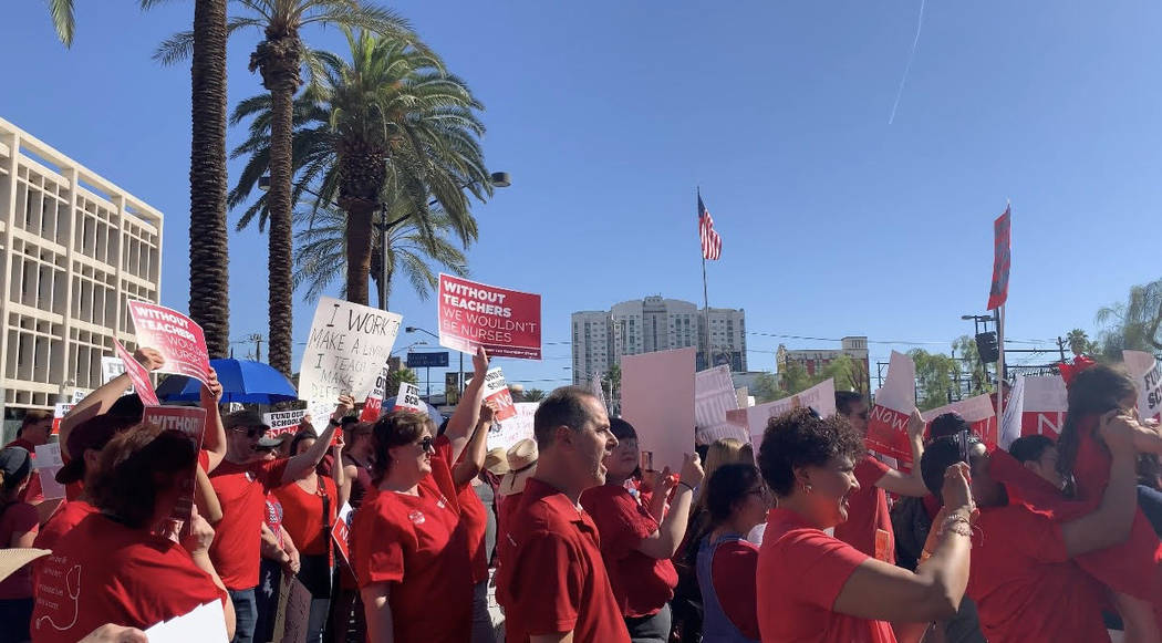 Thousands of educators, parents and students gather to rally to secure additional education fun ...