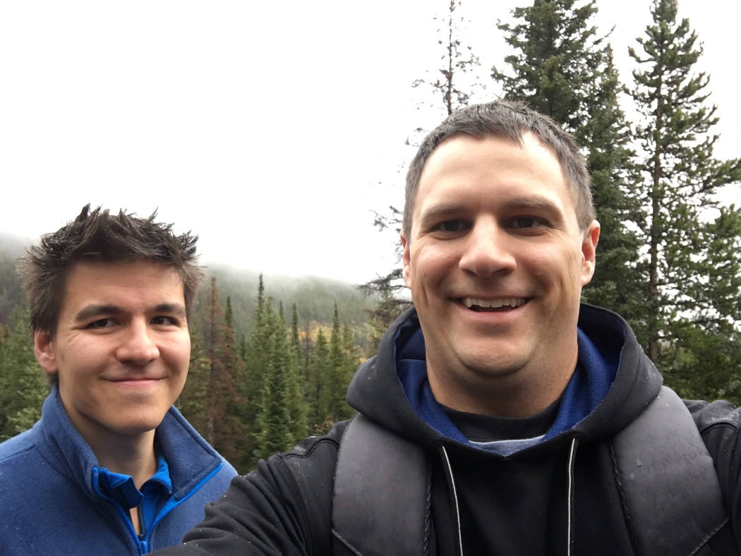 James Holzhauer, left, and Brad Phillips hiking in Colorado. (Brad Phillips)