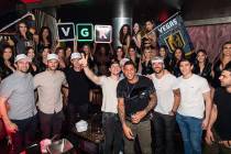 Members of the Vegas Golden Knights are shown celebrating at their season-ending party at Kaos ...