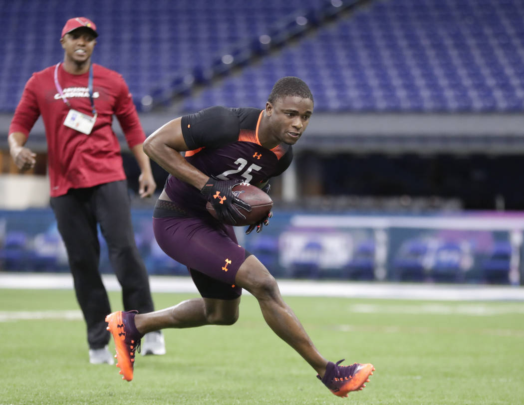 In this March 4, 2019, file photo, Clemson defensive back Trayvon Mullen runs a drill at the NF ...