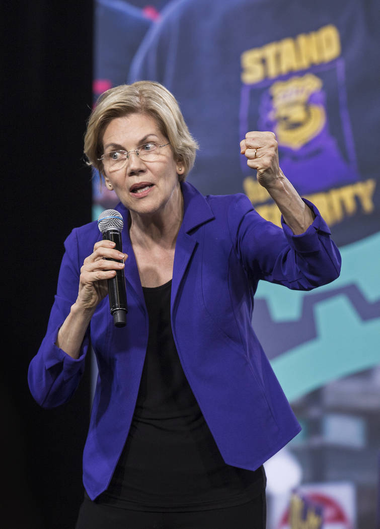 Democratic presidential candidate Sen. Elizabeth Warren, D-Mass., speaks during “Nationa ...