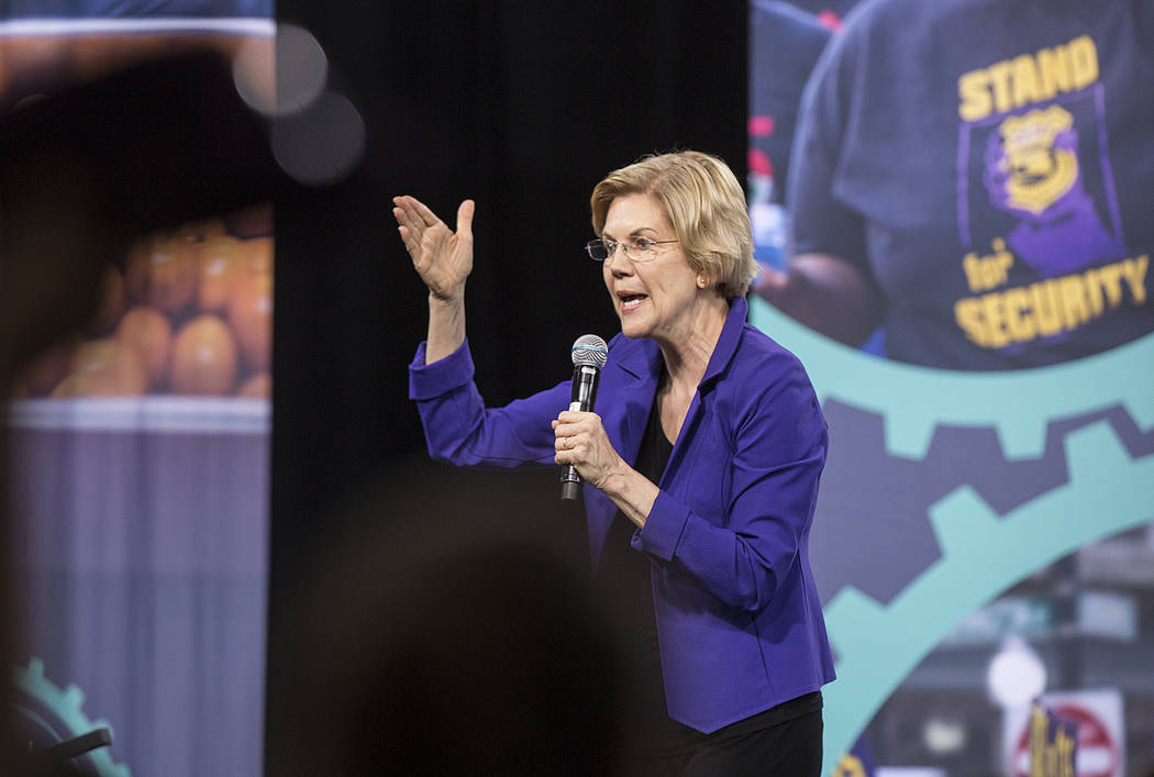 Democratic presidential candidate Sen. Elizabeth Warren, D-Mass., speaks during “Nationa ...