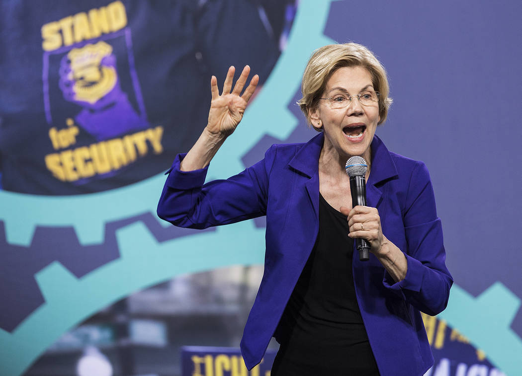 Democratic presidential candidate Sen. Elizabeth Warren, D-Mass., speaks during “Nationa ...