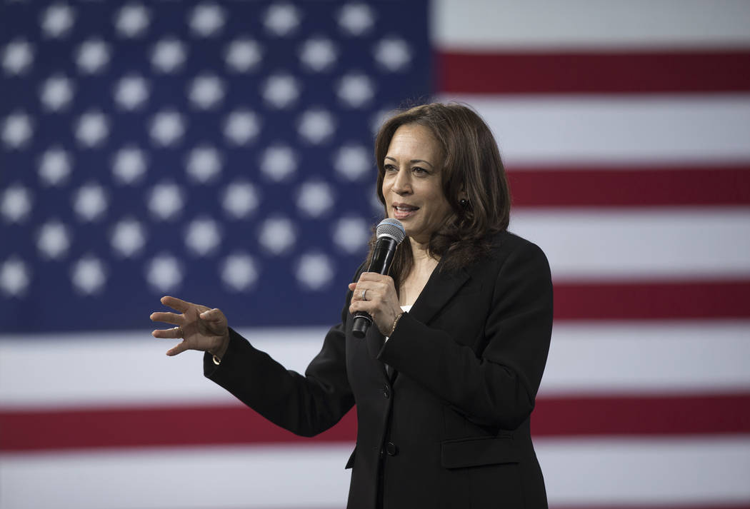 Presidential candidate Sen. Kamala Harris, D-Calif., speaks during “National Forum on Wa ...