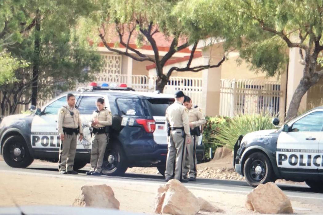 Las Vegas police were at St. Viator Parish School at Eastern Avenue and Flamingo Road on Monday ...