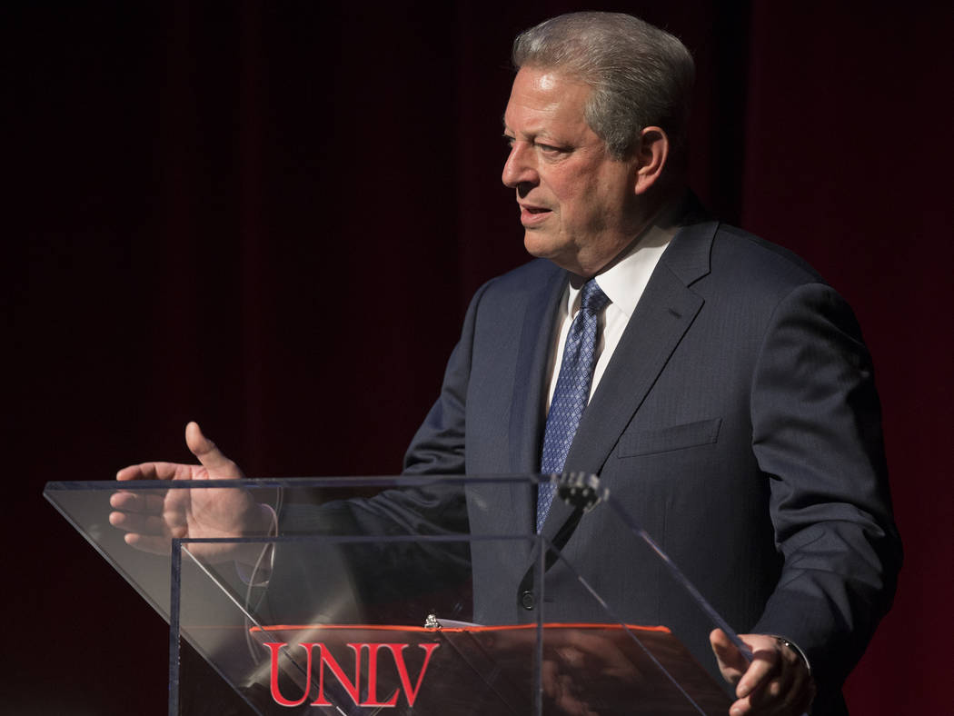 Former U.S. Vice President Al Gore discusses climate change on Tuesday, April 30, 2019, at UNLV ...