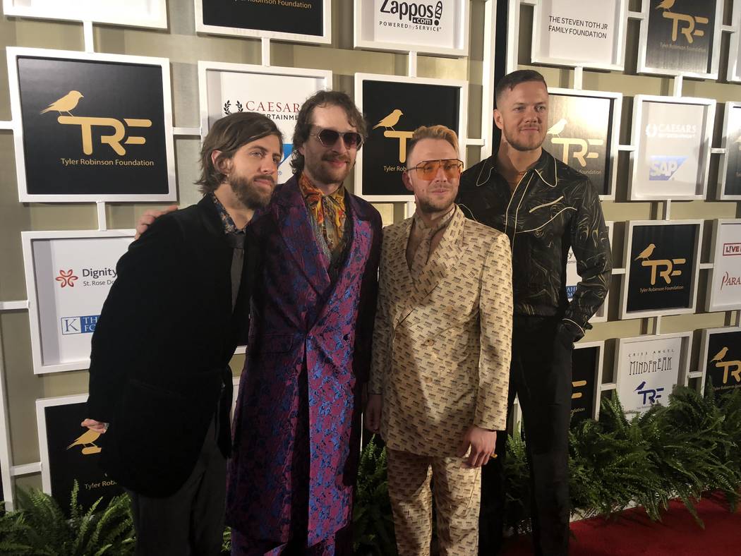 Wayne Sermon, Daniel Platzman, Ben McKee and Dan Reynolds of Imagine Dragons are shown at the T ...