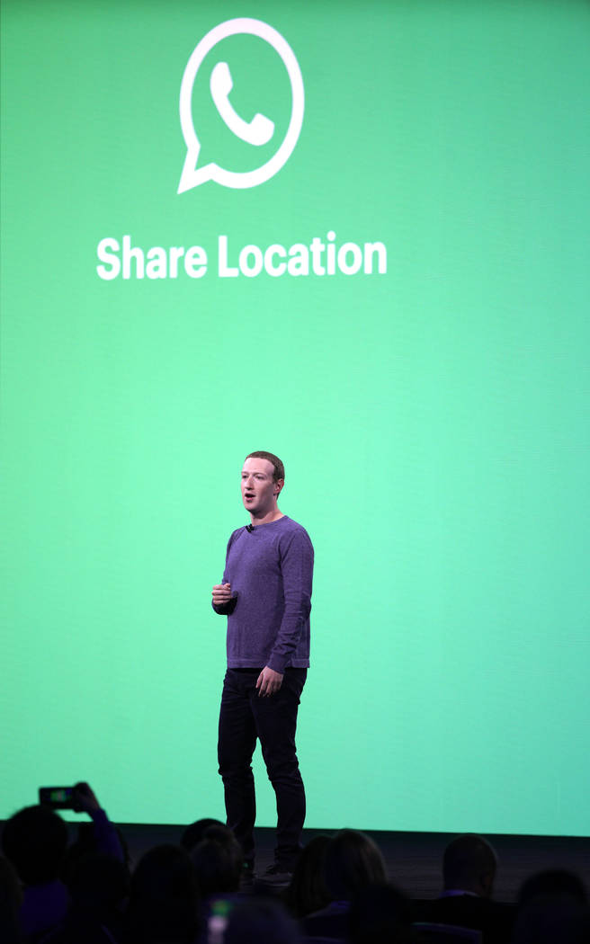 Facebook CEO Mark Zuckerberg makes the keynote speech at F8, the Facebook's developer conferenc ...